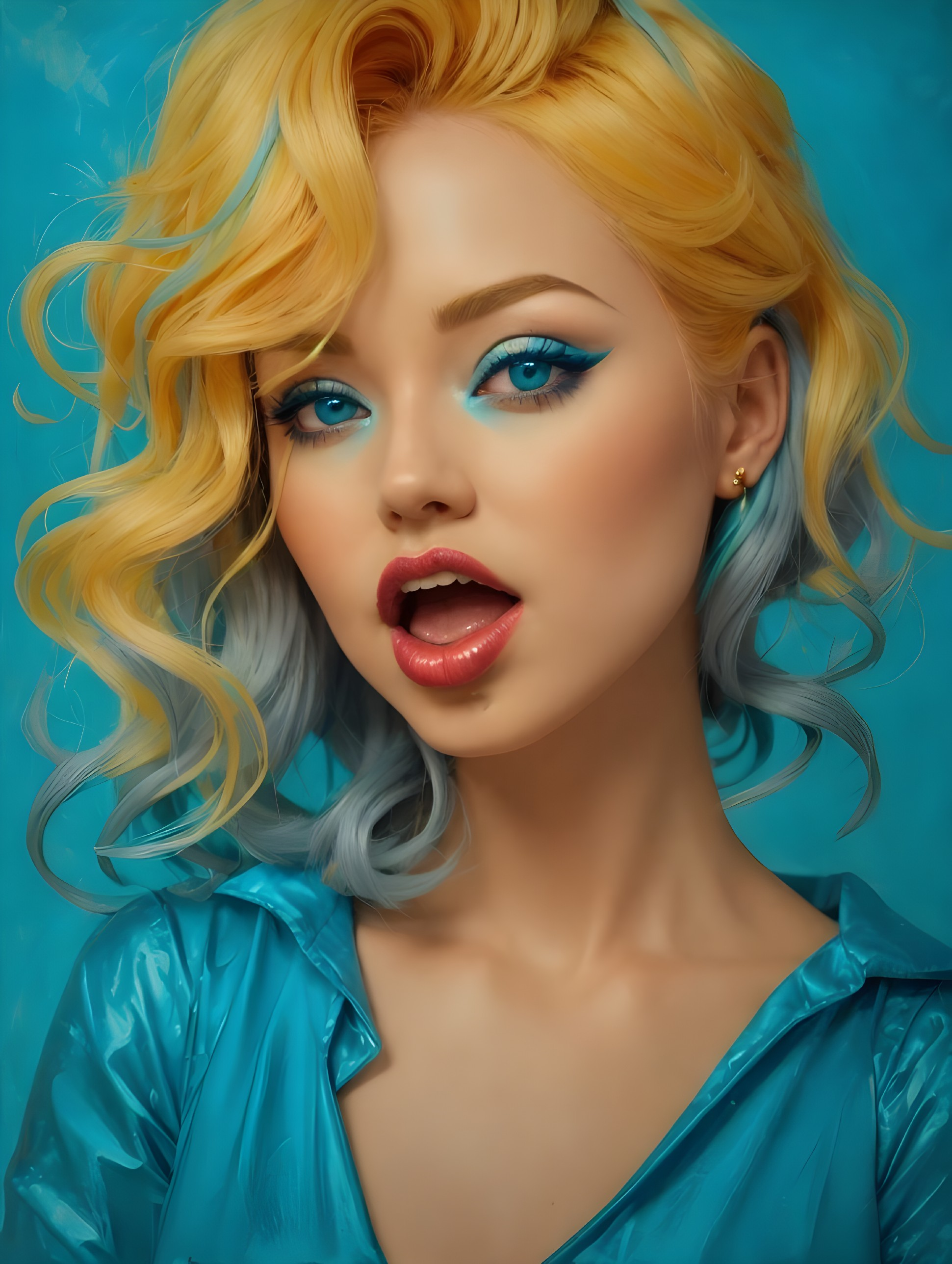 Portrait of a model with vibrant multi-toned hair