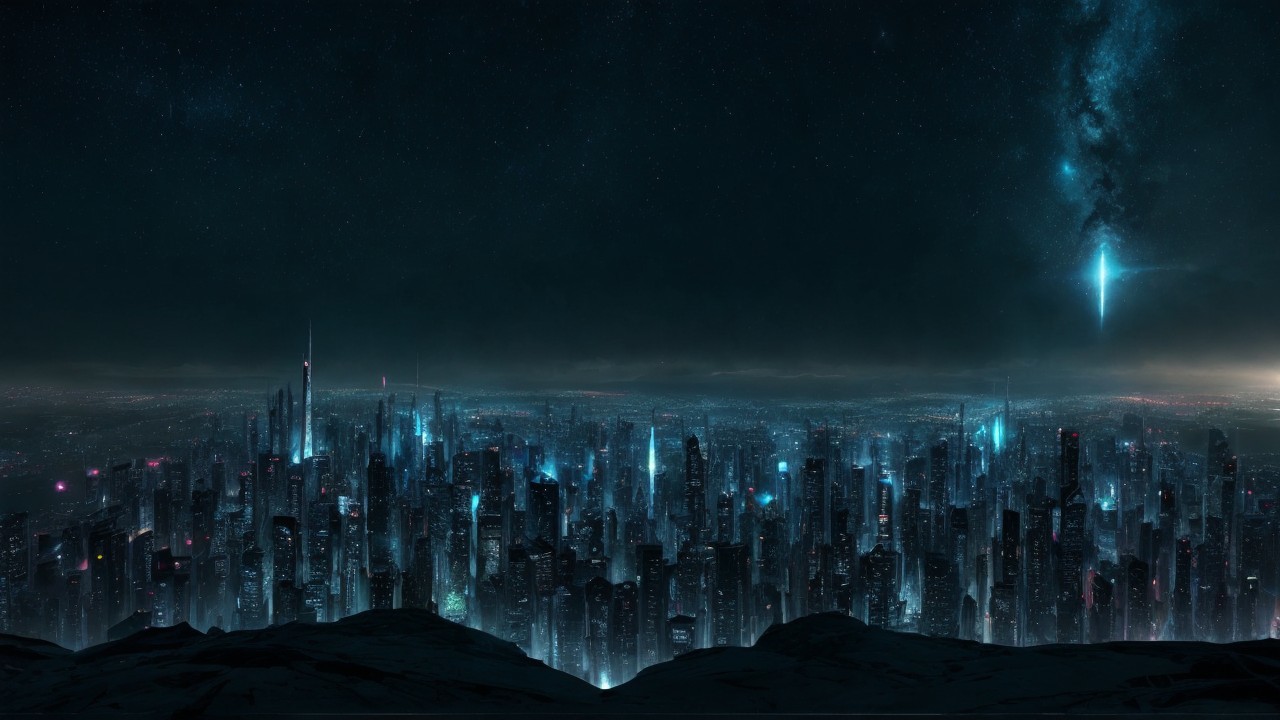 Neon Dreams in a Futuristic Cityscape