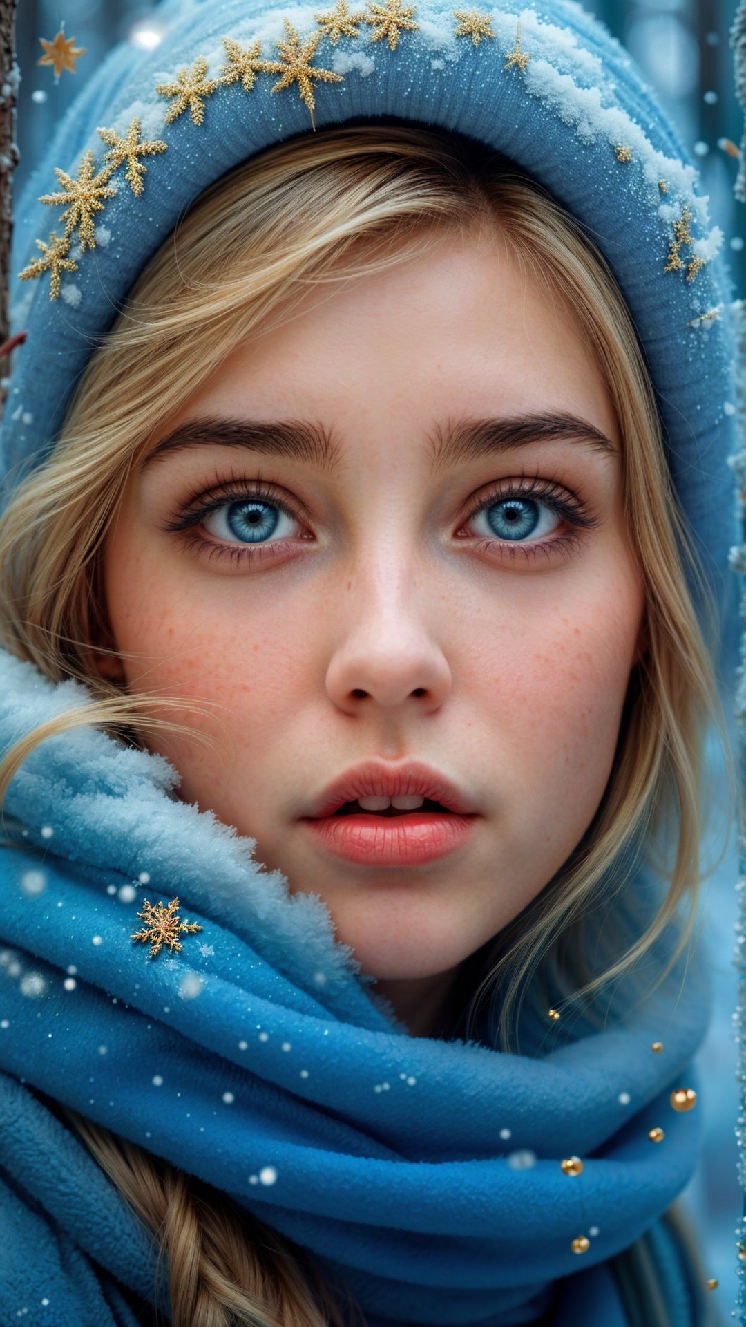 Close-Up Portrait of a Woman in Winter Setting