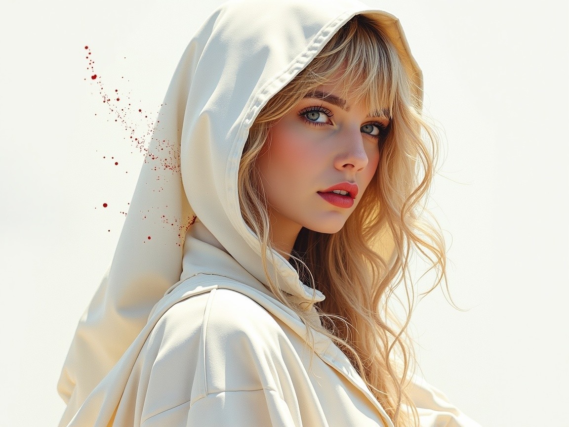 Portrait of a Young Woman with Blonde Hair and Hood
