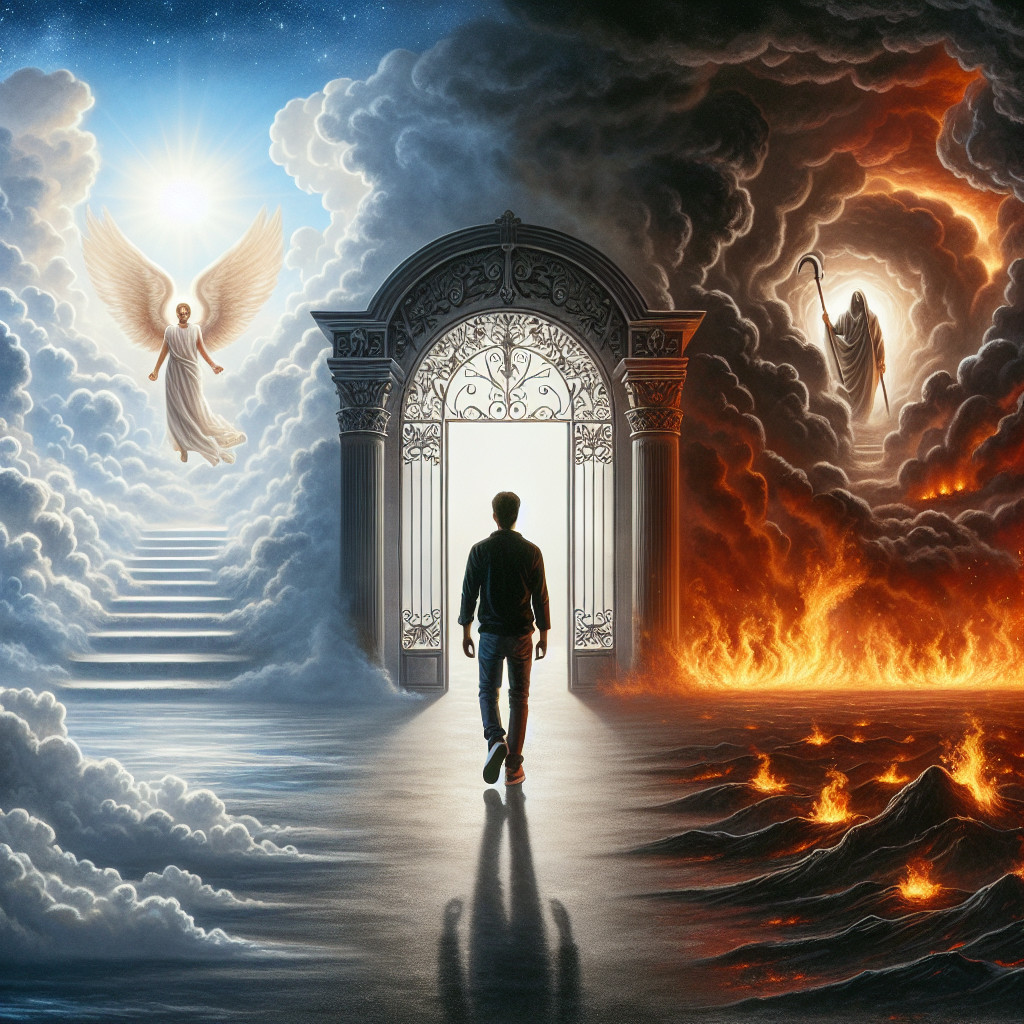 Contrasting Realms of Light and Darkness at a Gate