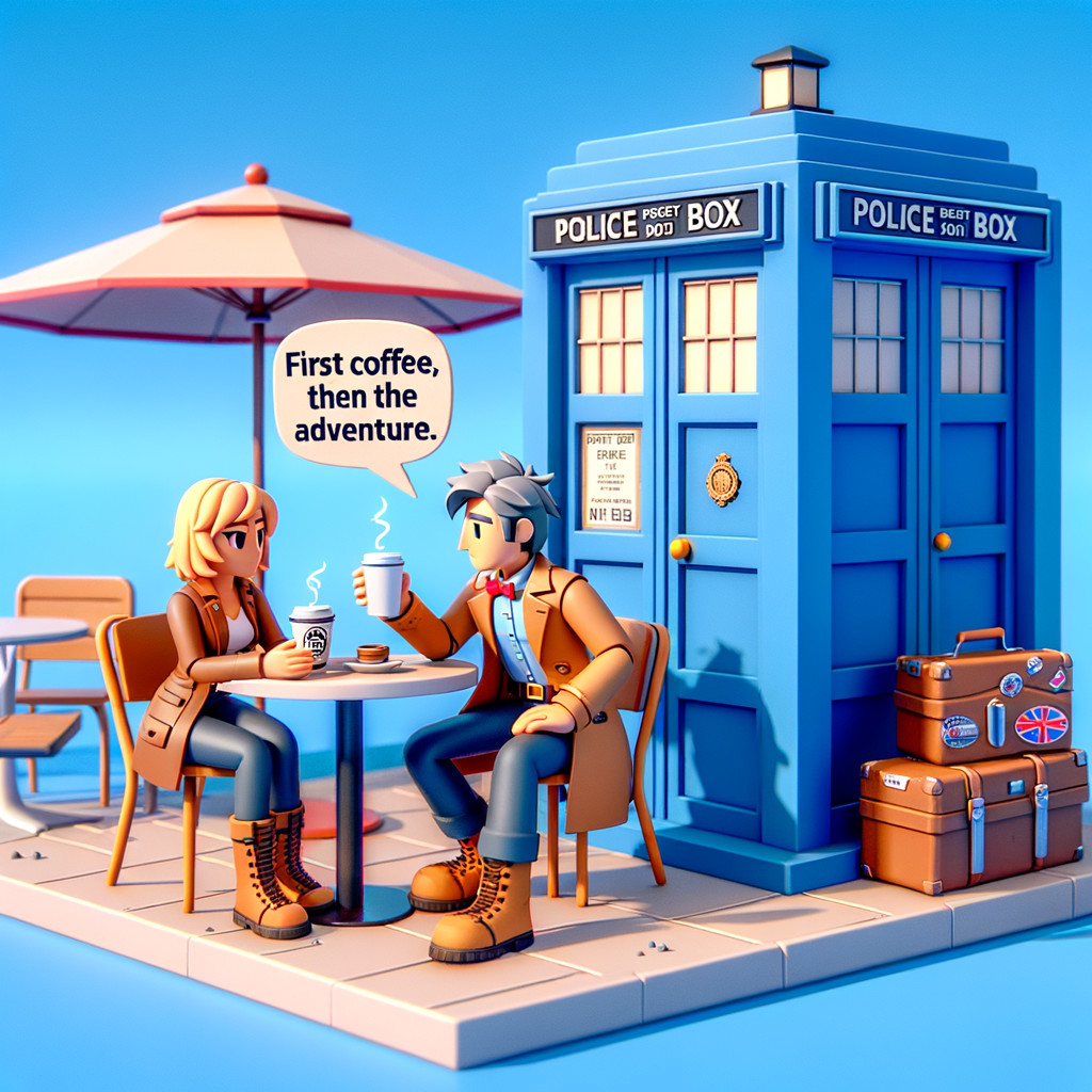 Cartoon Characters Enjoy Coffee at Whimsical Café
