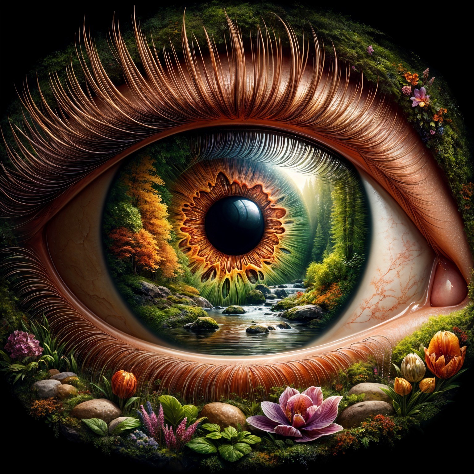 Surreal Eye with Intricate Landscape Details