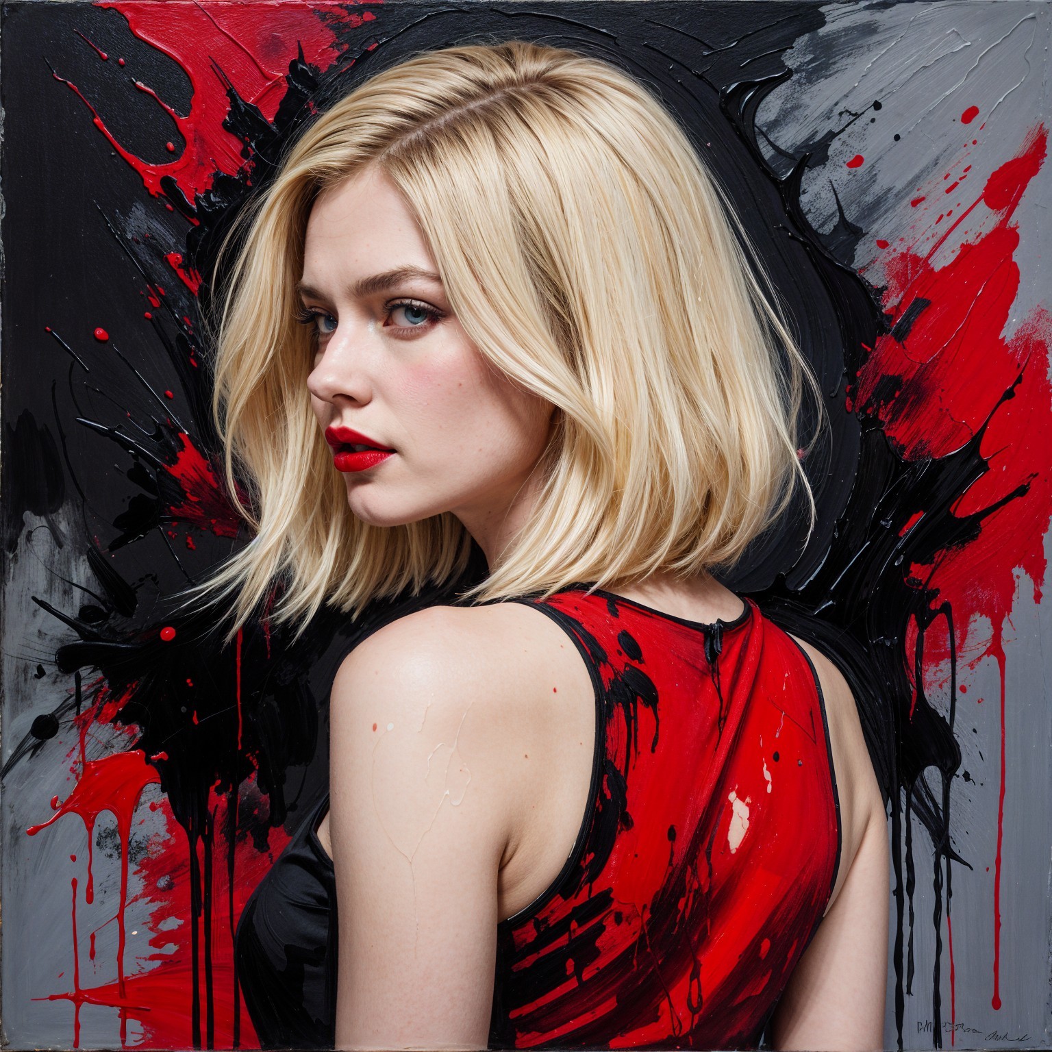 Portrait of a Young Woman with Bold Red Lips