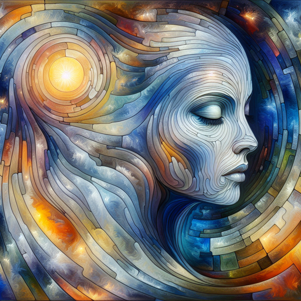 Abstract Portrait of a Woman with Cosmic Patterns