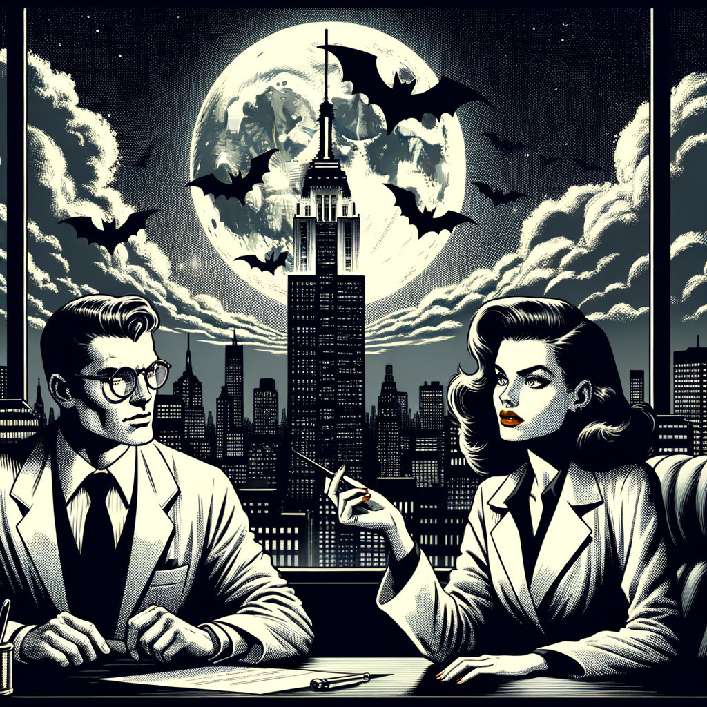 Dramatic Black-and-White Scene with City Skyline