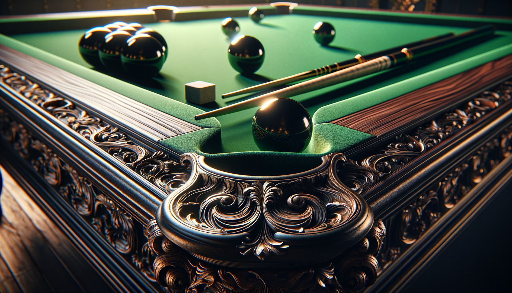 Intricately Designed Billiards Table with Carvings