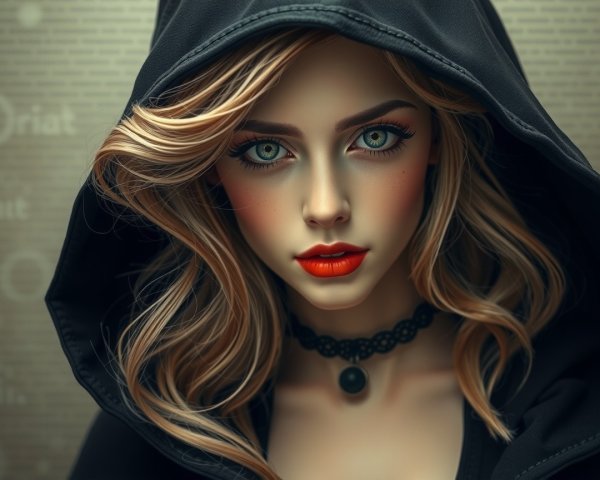 Portrait of a Young Woman in Dark Hoodie and Choker
