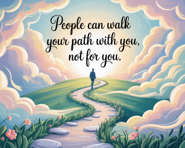 Serene Landscape with Pathway and Colorful Flowers