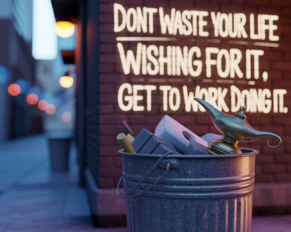 Overflowing Trash Can in Dimly Lit Alley Scene