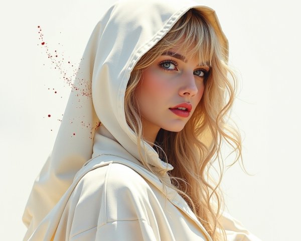 Portrait of a Young Woman with Blonde Hair and Hood