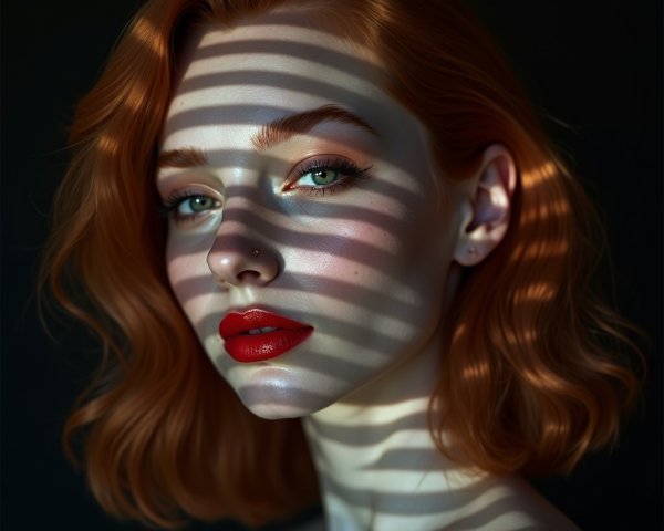 Close-Up Portrait of a Woman with Red Hair and Blue Eyes