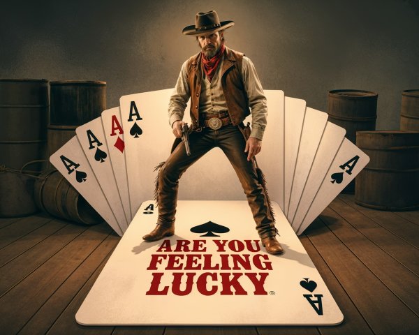 Cowboy with Revolver and Ace of Spades Background