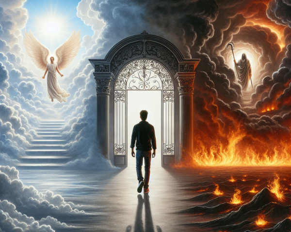 Contrasting Realms of Light and Darkness at a Gate