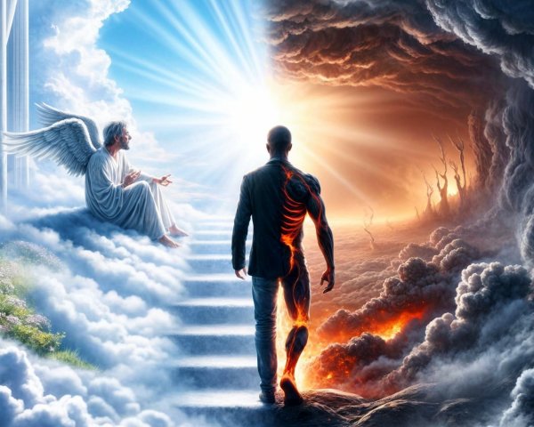 Crossroads of Light and Darkness with a Central Figure