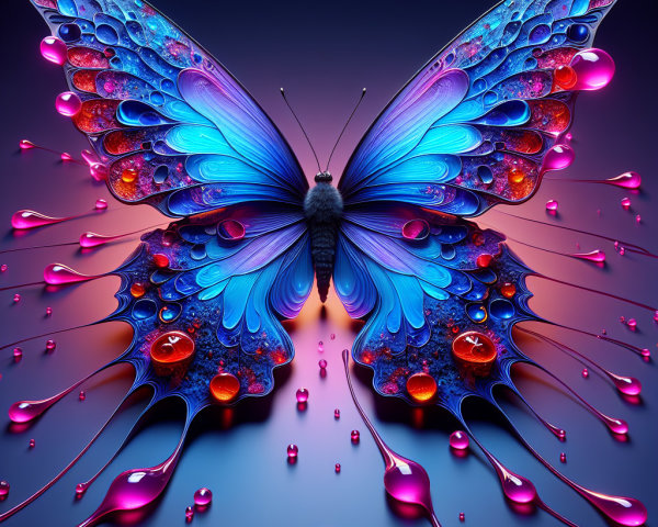 Vibrant Butterfly with Intricate Blue and Purple Wings