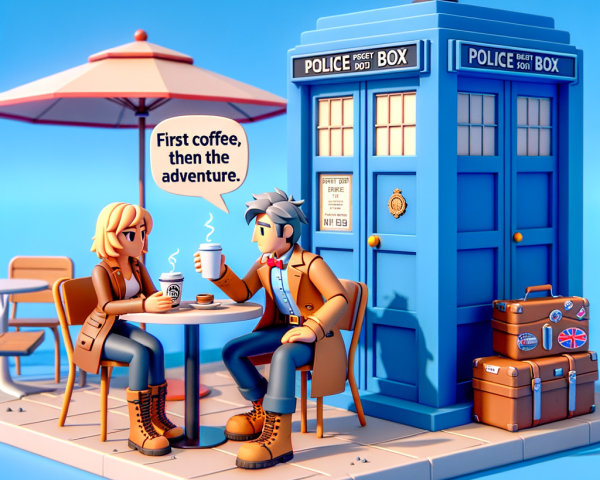 Cartoon Characters Enjoy Coffee at Whimsical Café