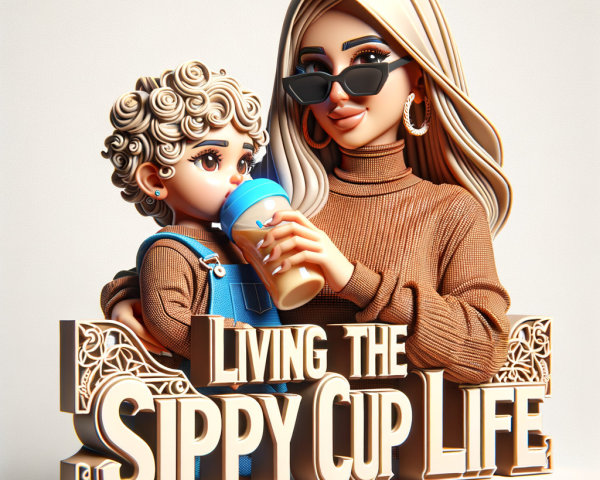 Stylized 3D Illustration of Trendy Mother and Child