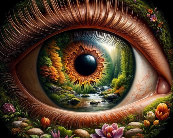 Surreal Eye with Intricate Landscape Details
