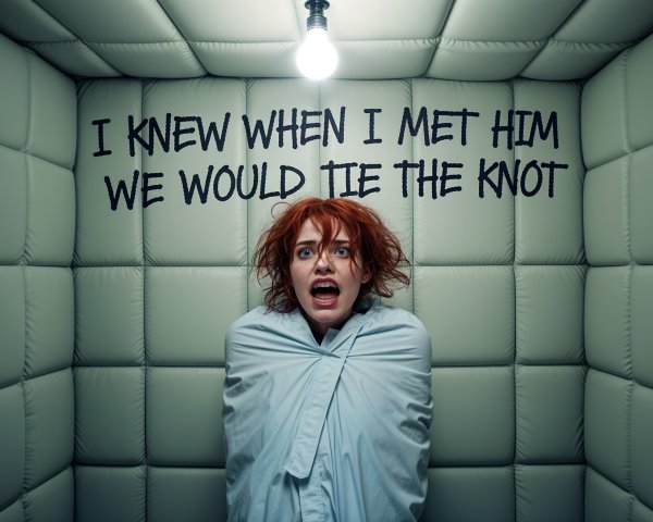 Woman with Red Hair in Padded Room Screaming