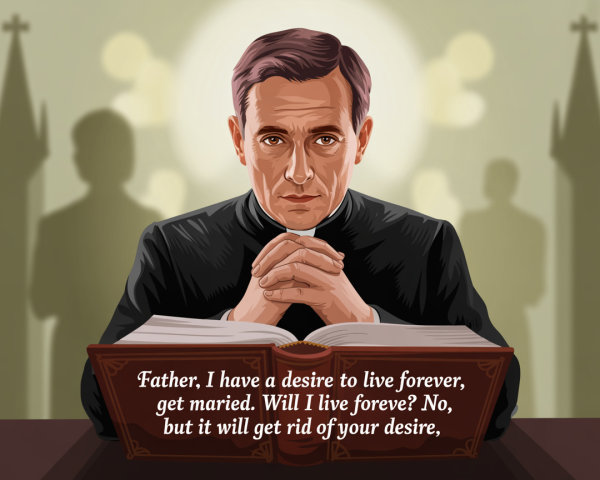Solemn Man in Clerical Outfit Engaged in Prayer