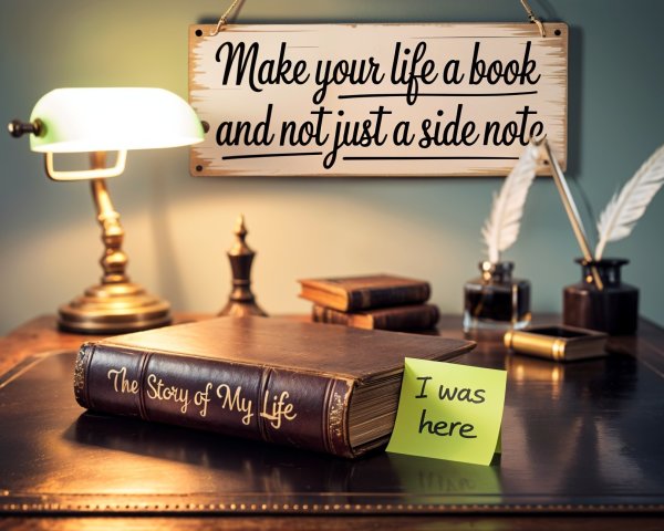Cozy Desk Scene with Vintage Lamp and Leather Book