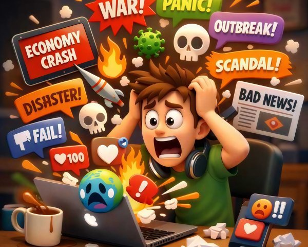 3D Render of a Stressed Boy Surrounded by Text Bubbles