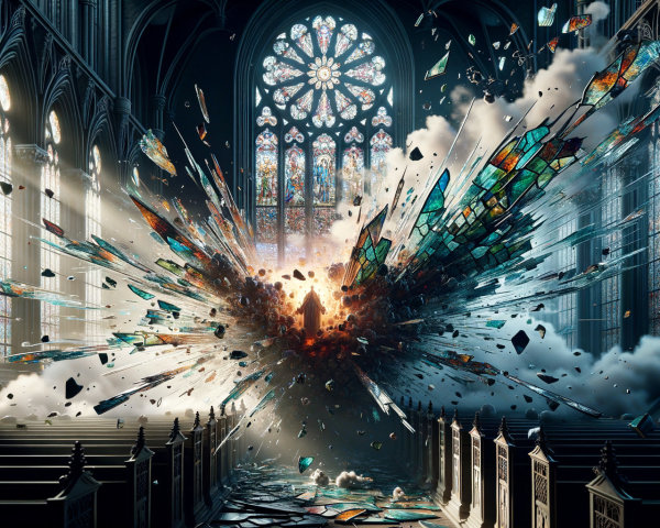 Colorful Stained Glass Explosion in Gothic Cathedral