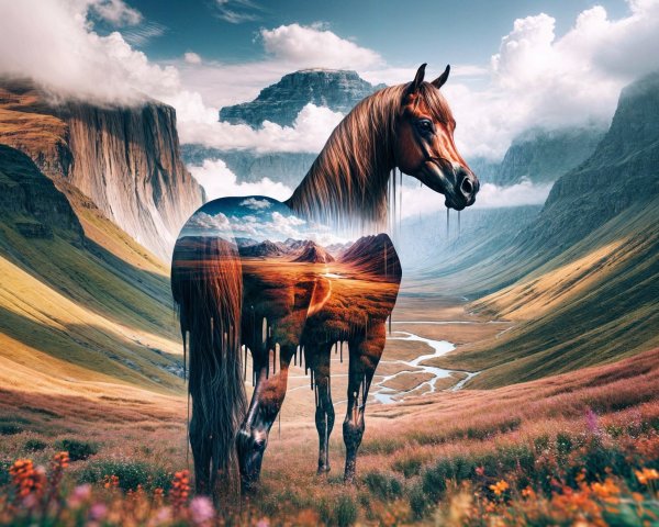 Majestic Horse in Vibrant Natural Landscape
