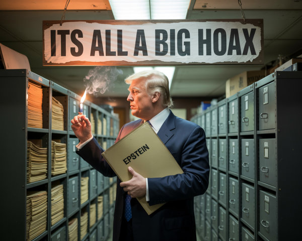 Man in Suit with File in Smoky Conspiratorial Setting