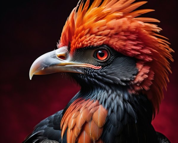 Vivid Orange and Black Bird with Dramatic Crest
