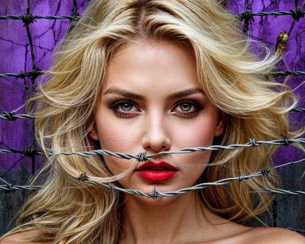 Portrait of a Woman with Blonde Hair and Green Eyes