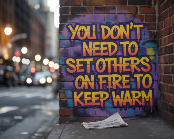 Vibrant Urban Mural with Bold Message on Brick Wall