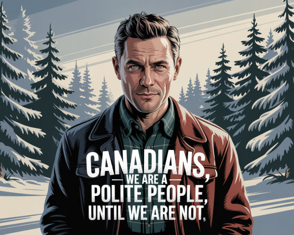 Rugged Man in Brown Jacket Against Snowy Trees