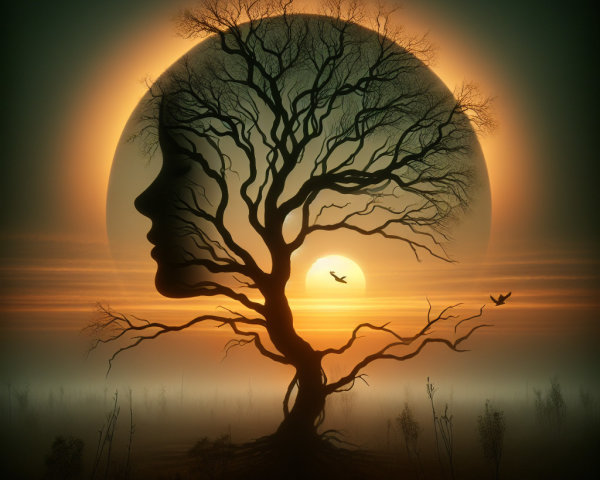 Surreal Scene of Nature and Humanity Integration