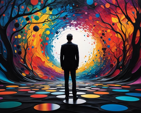 Formal Figure in Black Suit by Colorful Vortex