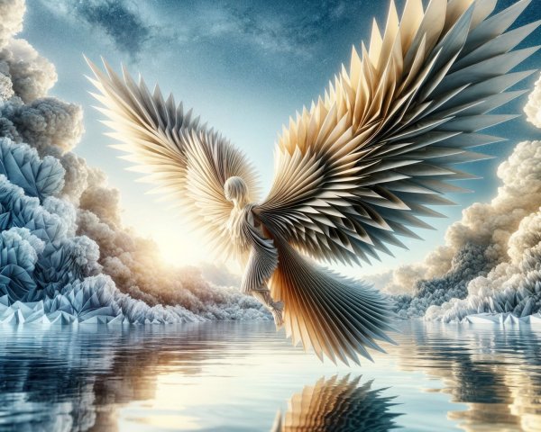 Majestic Paper Wings Above a Serene Reflective Lake