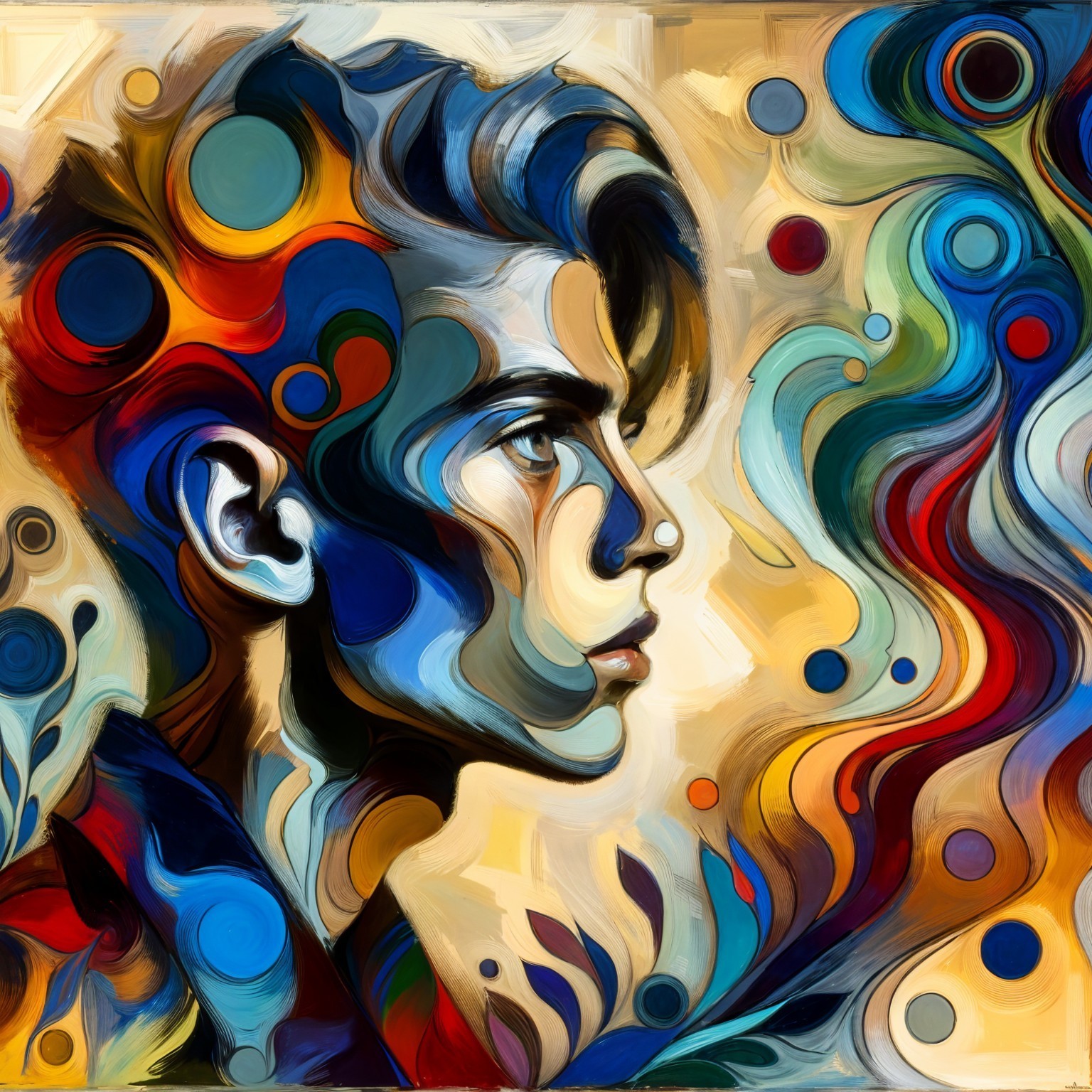 Abstract Portrait of a Young Person with Colors and Patterns