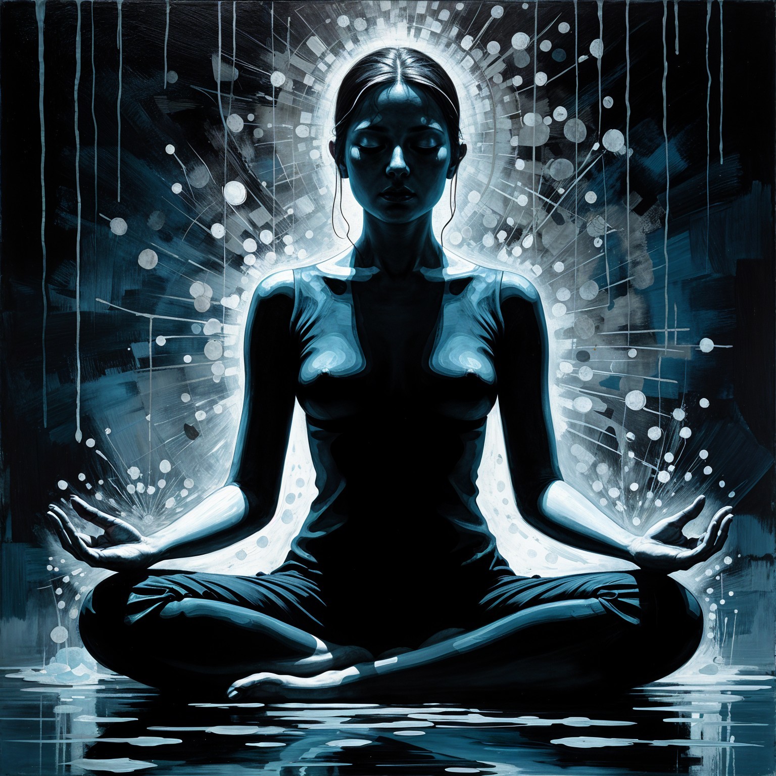 Serene Figure in Meditative Pose with Radiant Aura