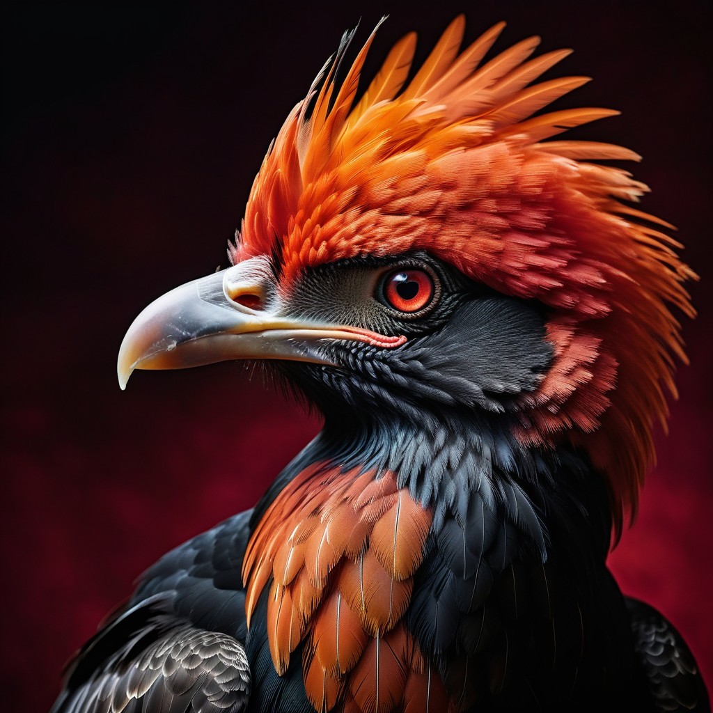 Vivid Orange and Black Bird with Dramatic Crest