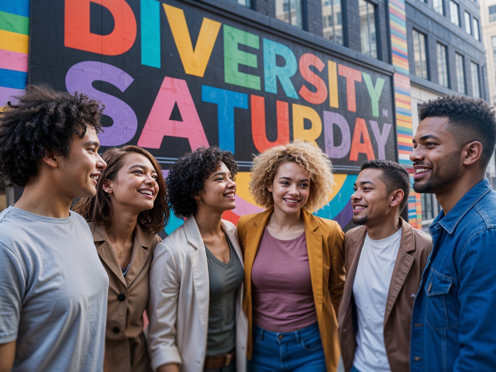 Group of Young Adults Celebrating Diversity Saturday