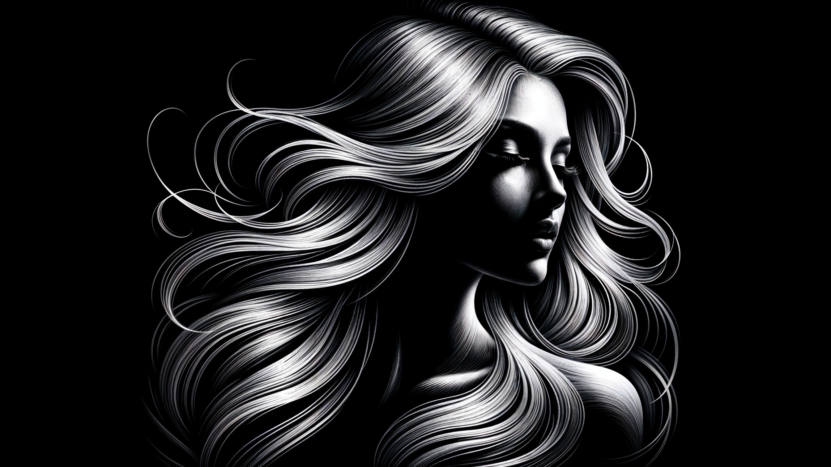 Monochromatic Illustration of a Woman's Profile