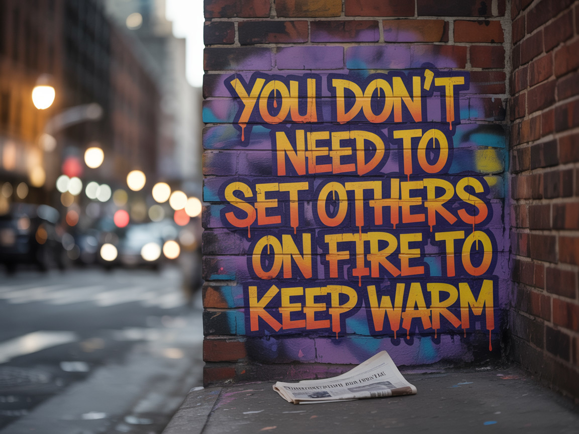 Vibrant Urban Mural with Bold Message on Brick Wall