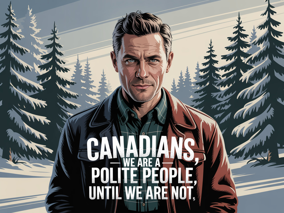 Rugged Man in Brown Jacket Against Snowy Trees