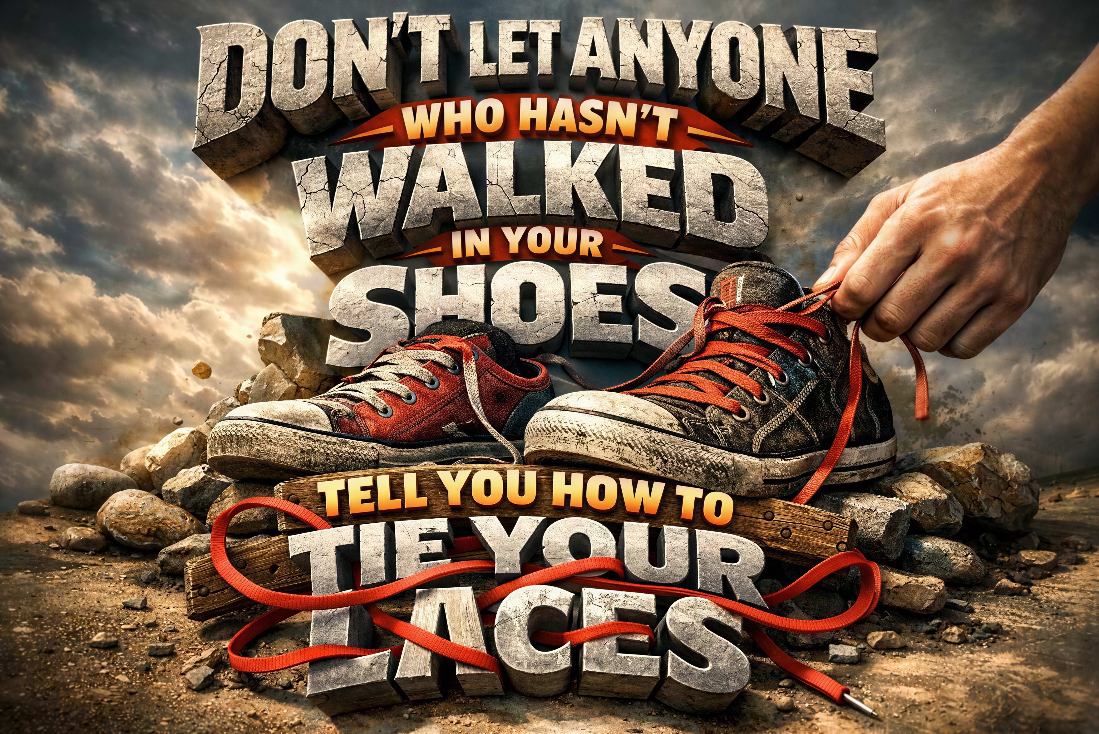 3D Text with Motivational Quote Against Dramatic Sky