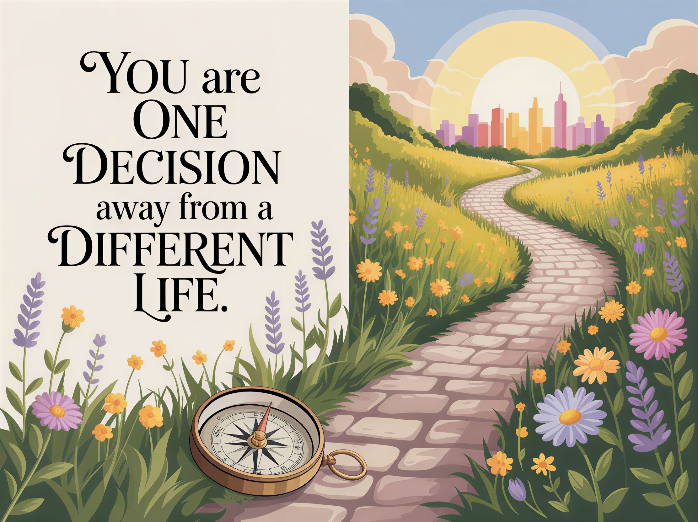 Whimsical Cartoon Illustration of a Divided Landscape