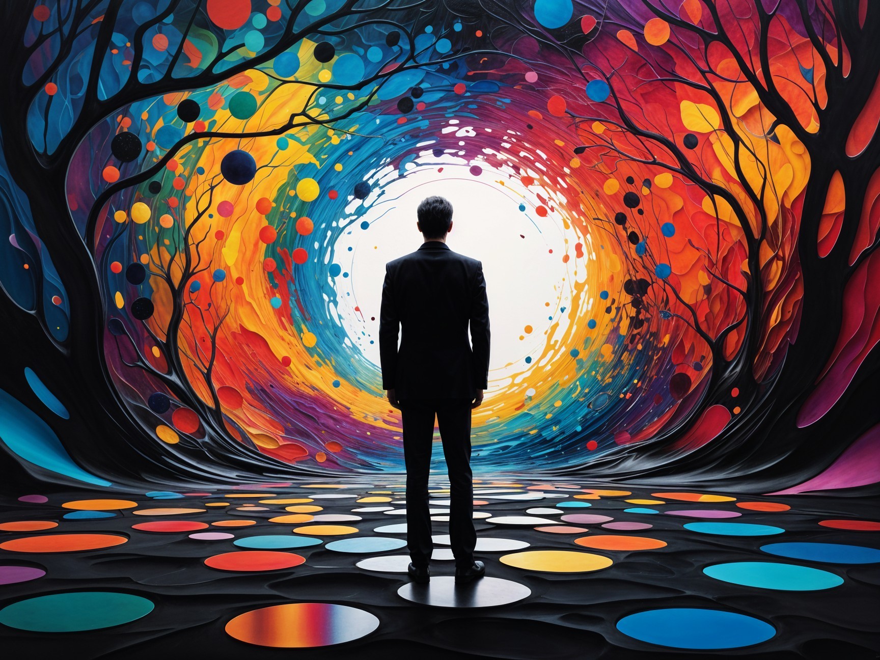 Formal Figure in Black Suit by Colorful Vortex