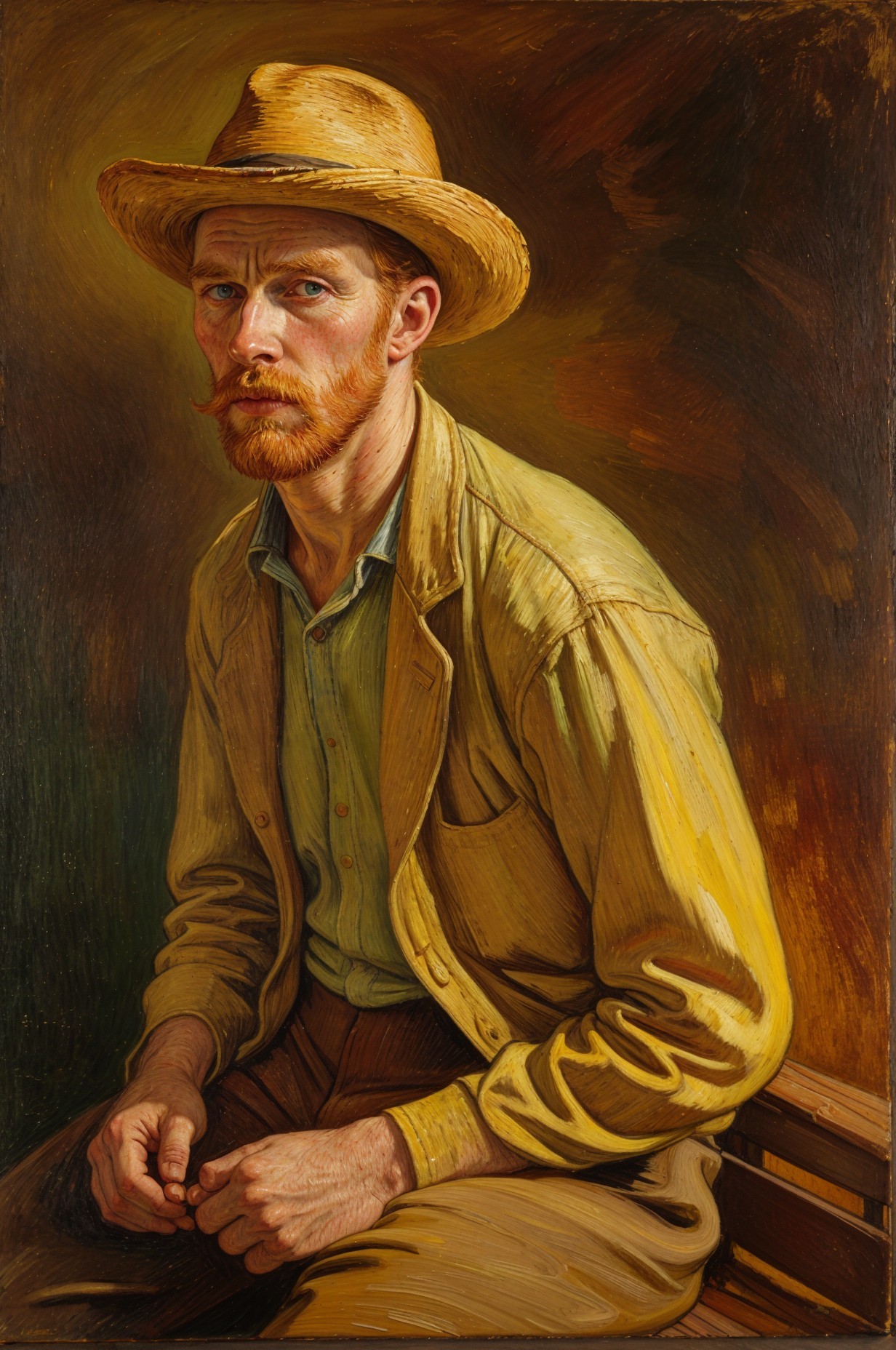 Portrait of a Man with Red Beard and Straw Hat