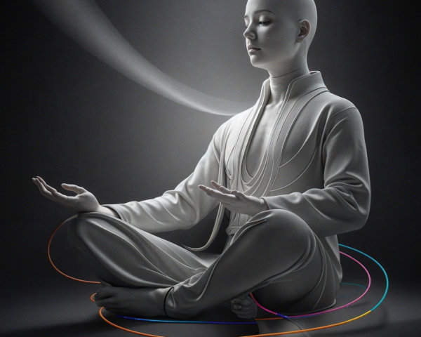 Porcelain Figure in Meditative Pose with Glowing Light