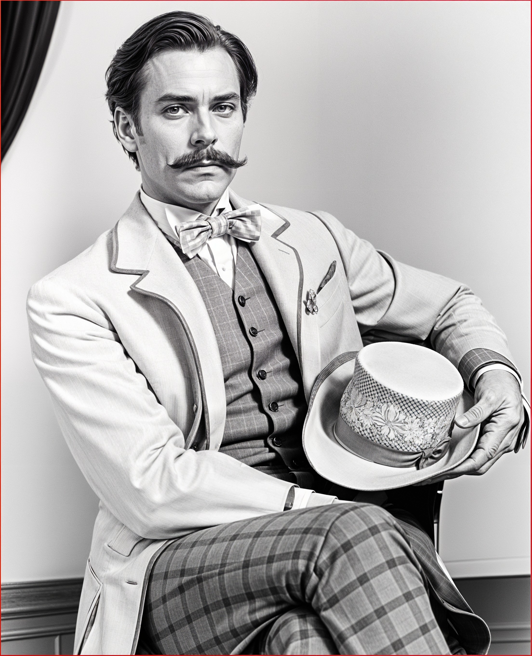 Elegant Man in Tailored Cream Suit and Plaid Trousers